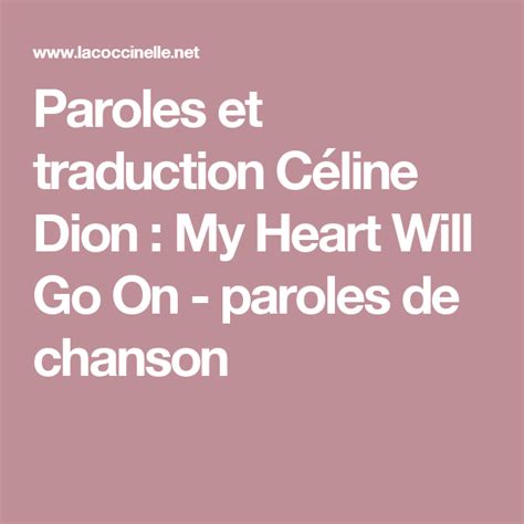 Paroles et traduction de la chanson «My Heart Will Go 